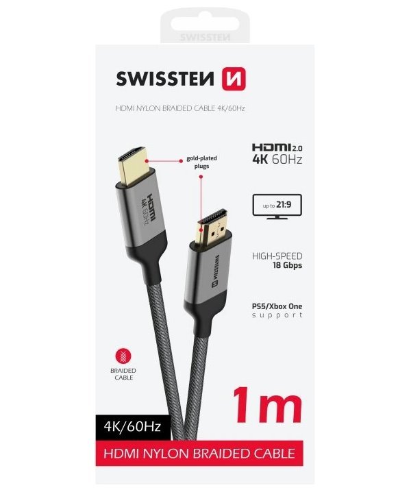 Swissten kabel hdmi na hdmi 4k 60hz 1,0 m