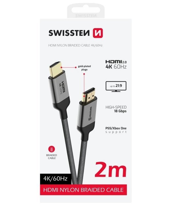 Swissten kabel hdmi na hdmi 4k 60hz 2,0 m