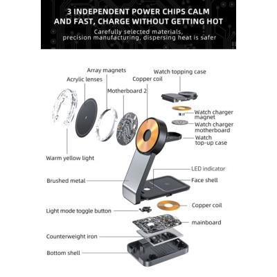 Swissten skládací bezdrátová nabíječka magfold 3v1 25w černá (kompatibilní s magsafe)