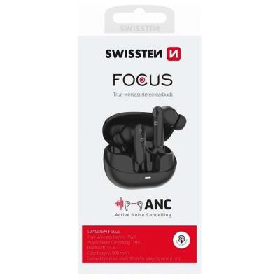 Swissten bluetooth anc sluchátka focus černá