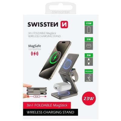 Swissten bezdrátová hliníková nabíječka al1 šedá (kompatibilní s magsafe)