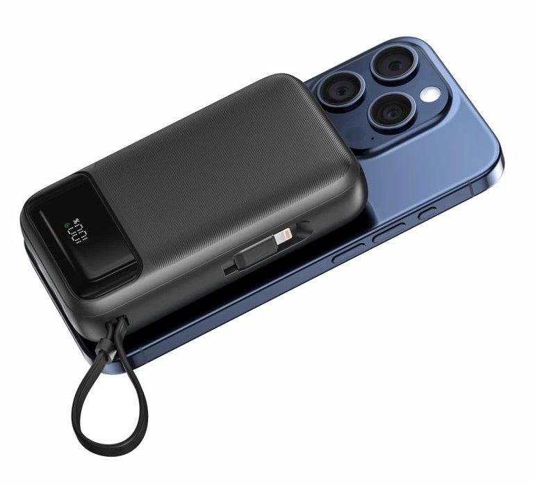 Swissten power bank 20000 mah pd 20w s integrovanými kabely  usb-c a lightning (kompatibilní s magsafe)