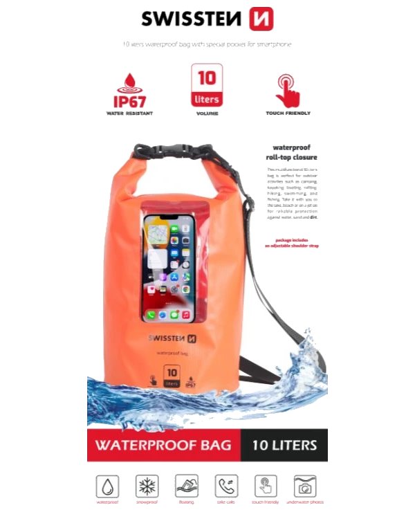 Swissten vodotěsné pouzdrowaterproof oranžové(10l)