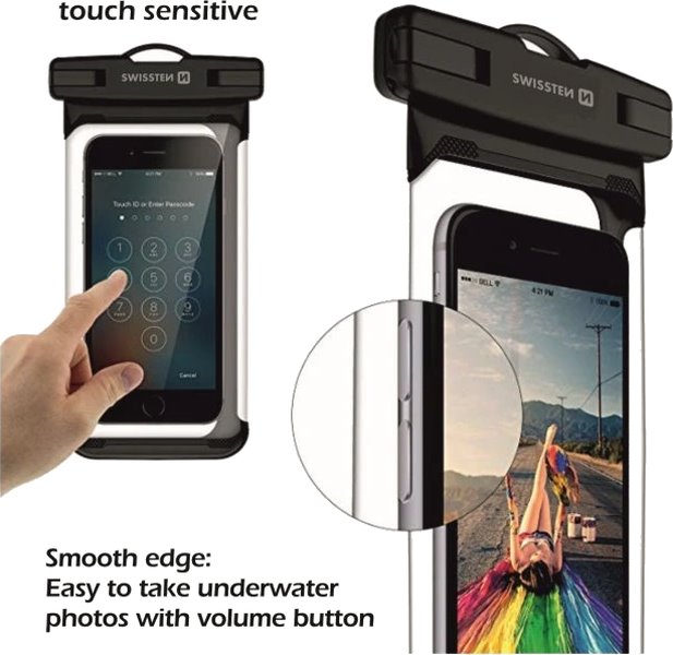 Swissten vodotěsné pouzdro waterproof černé
