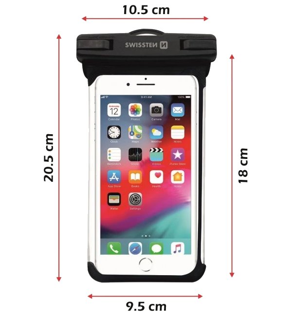 Swissten vodotěsné pouzdro waterproof černé