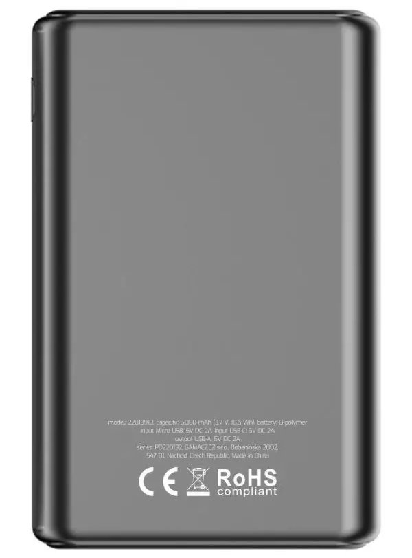 Swissten power line power bank 5000 mah 10w black