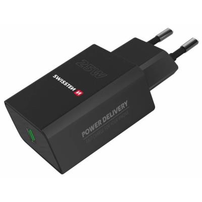 Swissten síťový adaptér pd 25w pro iphone a samsung černý (eco balení)