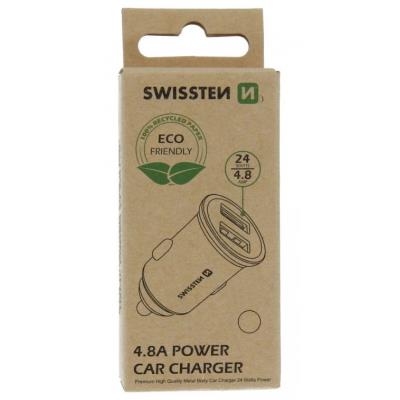 Swissten cl adaptér 2x usb 4,8a metal černý (eco balení)
