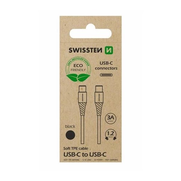 Swissten datový kabelusb-c/usb-c černý 1,2m  (eco balení)