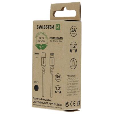 Swissten datový kabelusb-c/lightning černý 1,2m  (eco balení)