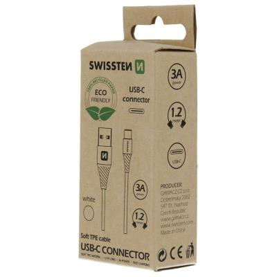 Swissten datový kabelusb/usb-c  bílý 1,2m  (eco balení)