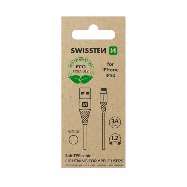 Swissten datový kabelusb/lightning bílý 1,2m  (eco balení)