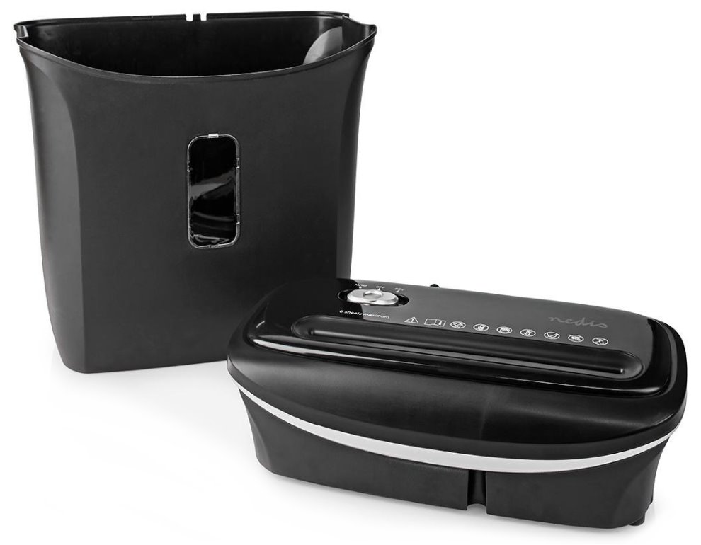 POŠKOZENÝ OBAL - NEDIS skartovačka PASH120BKA4/ formát A4/ velikost řezu 4x30mm/ stupeň utajení (DIN) 4/ objem nádoby 12 l/ če...