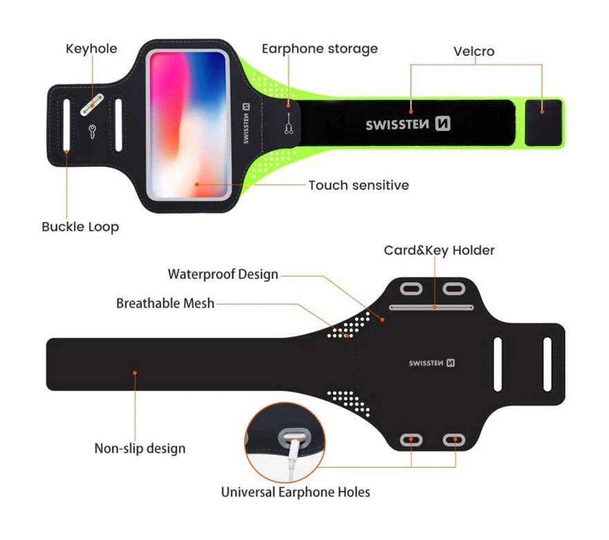 Swissten pouzdro armband case vel. 6,0" černé