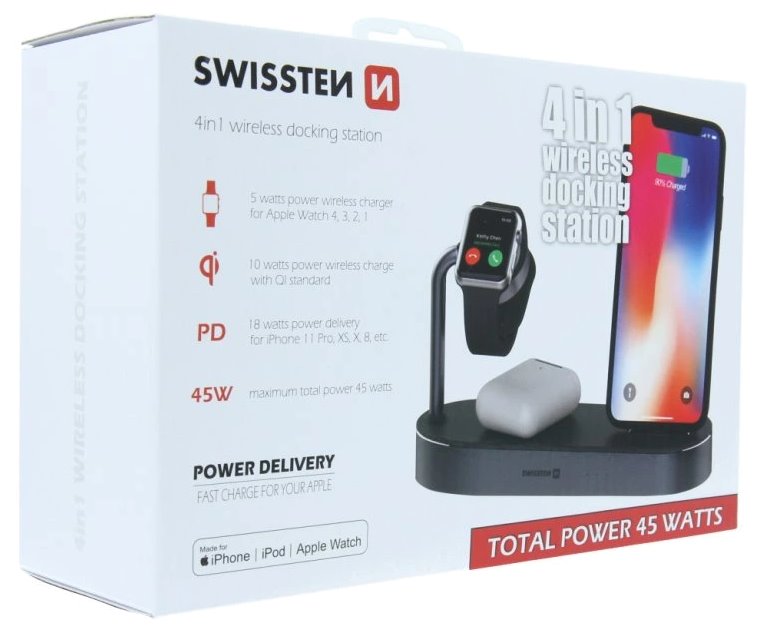 Swissten bezdrátová nabíječka 4v1 mfi (kompatibilní s magsafe)