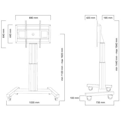 POŠKOZENÝ OBAL - Neomounts  PLASMA-M2500SILVER / Motorised Mobile Floor Stand - VESA 200x200 up to 800x600 / Silver