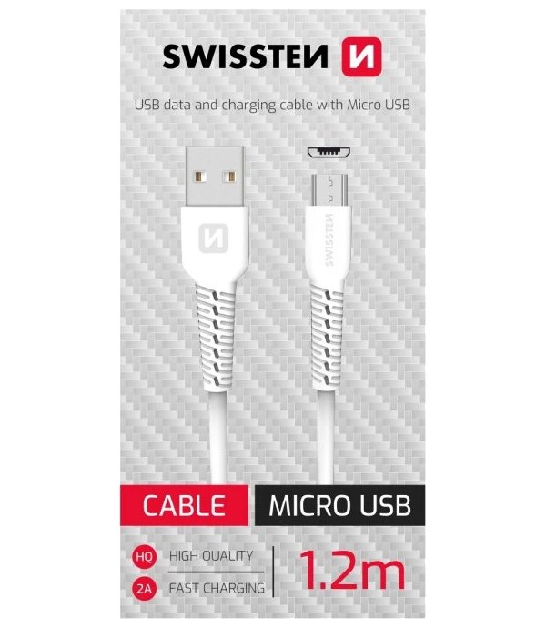 Swissten datový kabelusb/micro usb bílý 1,2m  (samoprodavač)