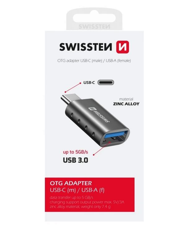Swissten otg adapter usb-c(m)/usb-a(f)