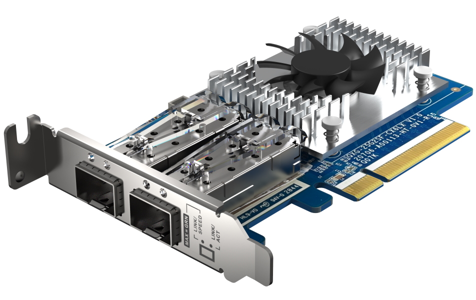 QNAP QXG-25G2SF-CX6   síťová karta 25GbE (2porty) PCIe karta; nízký profil; PCIe Gen4 x8