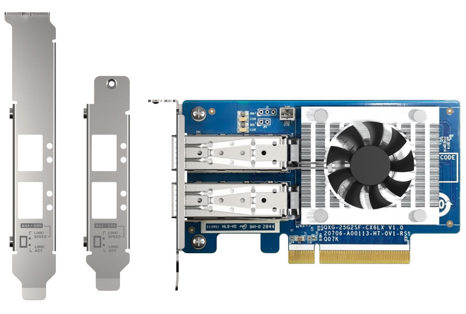 QNAP QXG-25G2SF-CX6   síťová karta 25GbE (2porty) PCIe karta; nízký profil; PCIe Gen4 x8