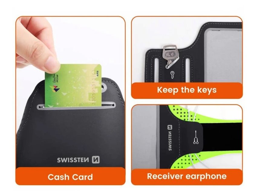 Swissten pouzdro armband case vel. 7,0" černé