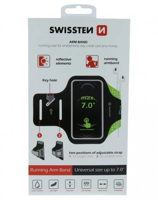 Swissten pouzdro armband case vel. 7,0" černé