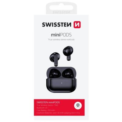 Swissten bluetooth tws sluchátka minipods černá