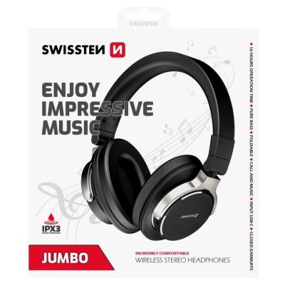 Swissten bluetooth stereo sluchátka jumbo černá