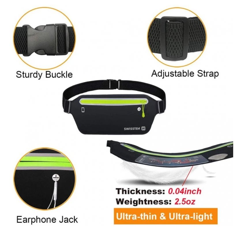 Swissten pouzdrowaist bag černé