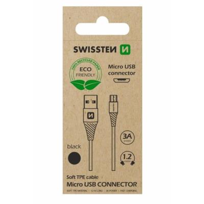 Swissten datový kabelusb/micro usb černý 1,2m  (eco balení)