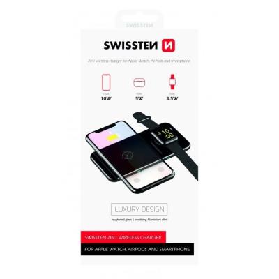 Swissten bezdrátová nabíječka pad 2v1 černá
