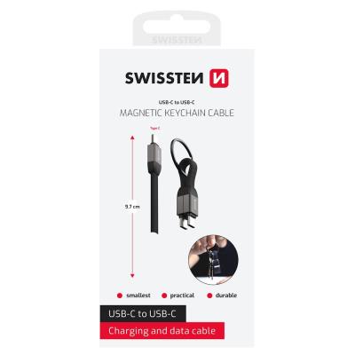 Swissten magnetický keychain kabel usb-c / usb-c 9,7 cm