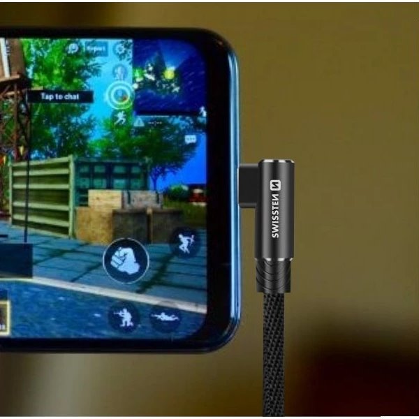 Swissten textilní datový kabel arcade usb-c / lightning 1,2 m černý
