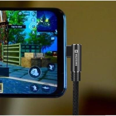Swissten textilní datový kabel arcade usb-c / lightning 1,2 m černý