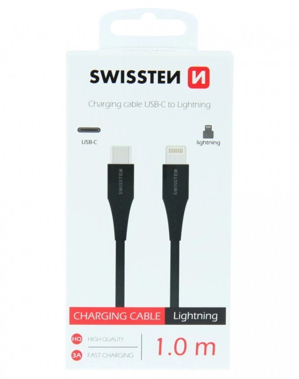 Swissten nabíjecí kabel usb-c / lightning 1,0 m černý