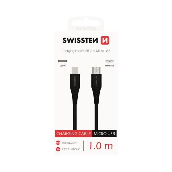 Swissten nabíjecí kabel usb-c / micro usb 1,0 m černý