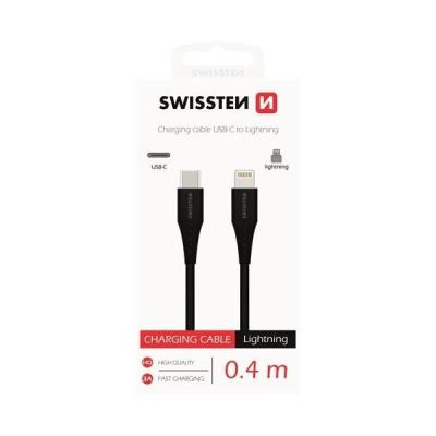 Swissten nabíjecí kabel usb-c / lightning 0,4 m černý