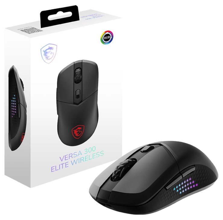MSI herní myš VERSA 300 Elite Wireless/ bezdrátová/ 26.000 dpi/ 2,4GHz/ BT5.3/ USB/ RGB podsvícení/ 6 tlačítek