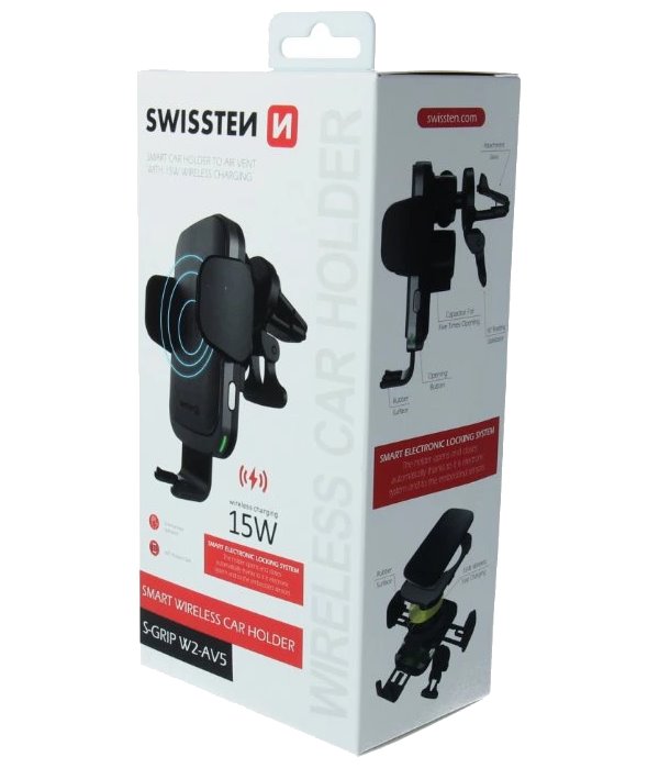 Swissten smart držák do ventilace auta s bezdrátovým nabíjením 15ws-grip w2-av5
