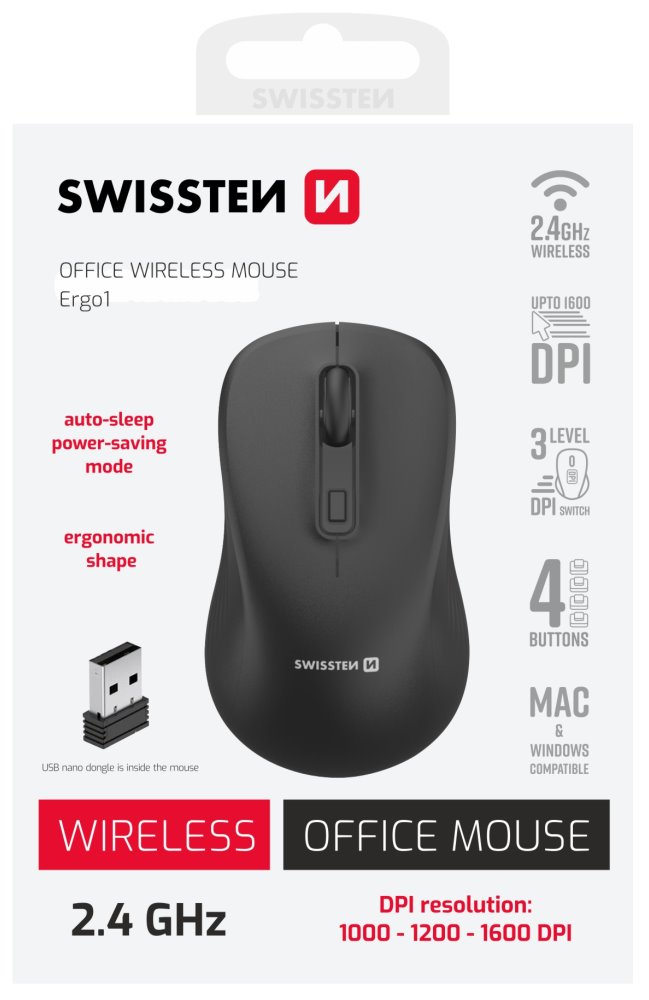 Swissten kancelářská bezdrátová myš