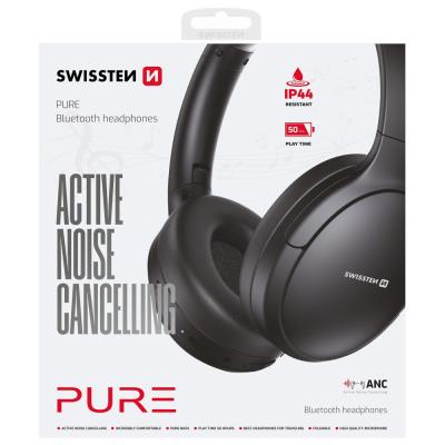 Swissten bluetooth anc sluchátka pure černá