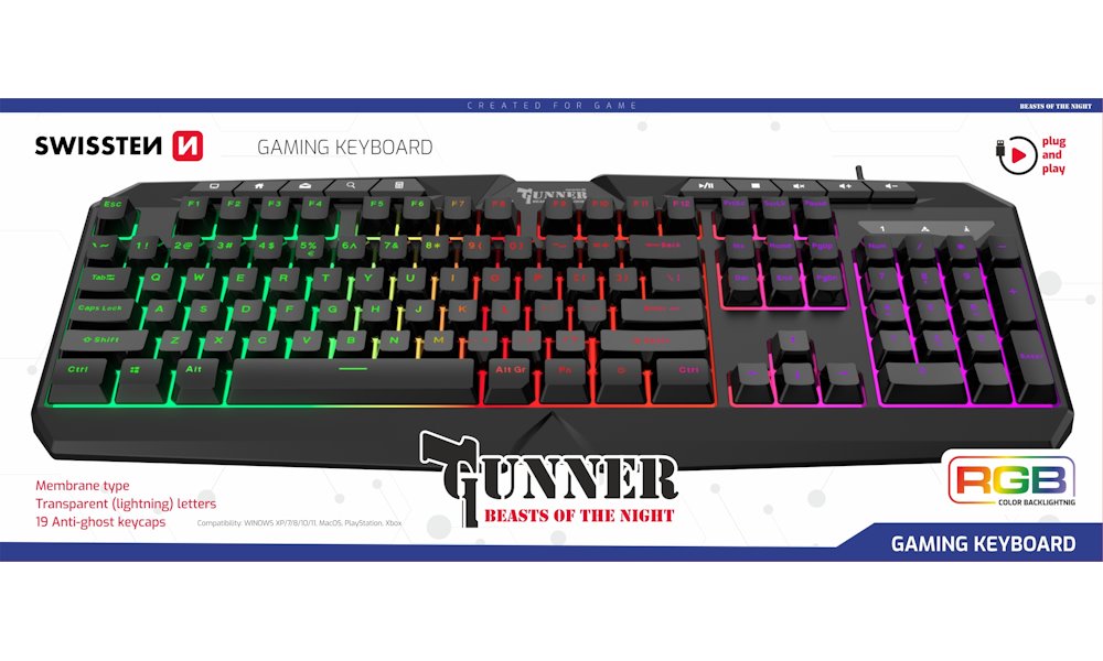 Swissten herní klávesnice gunner