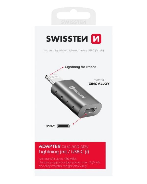 Swissten adapter lightning(m)/usb-c(f)