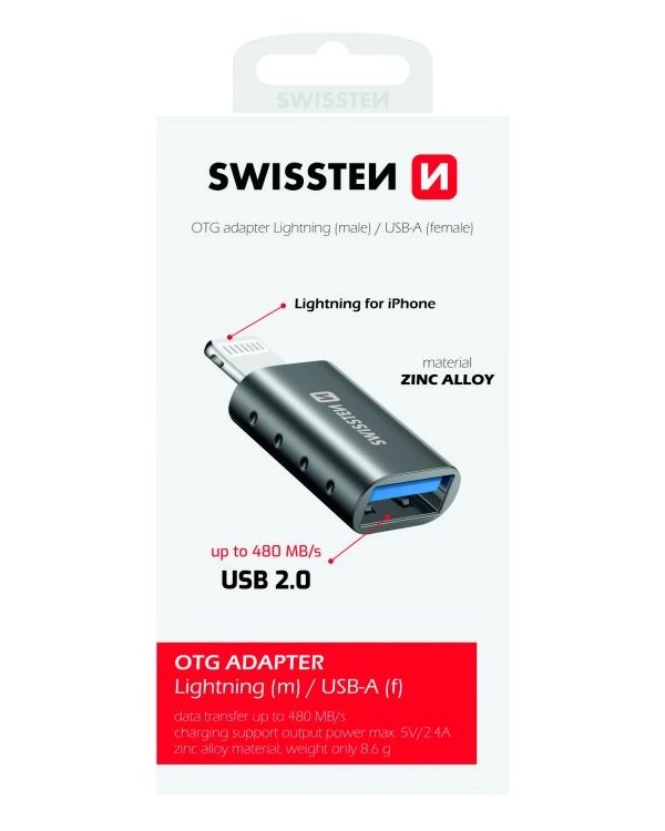 Swissten otg adapter lightning(m)/usb-a(f)