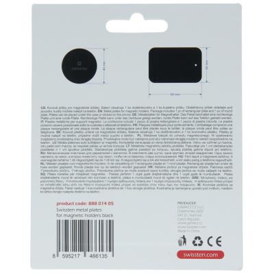 Swissten set kovový lepící štítek a podložka k magnetickým držákům do auta (retail pack)
