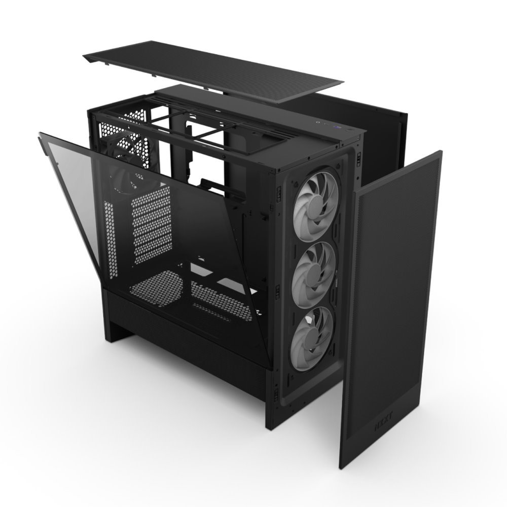NZXT skříň H5 Flow RGB edition / 1x360 mm RGB core fan / 1x120mm / USB 3.0 / USB-C 3.1 / průhledná bočnice / mesh /černá