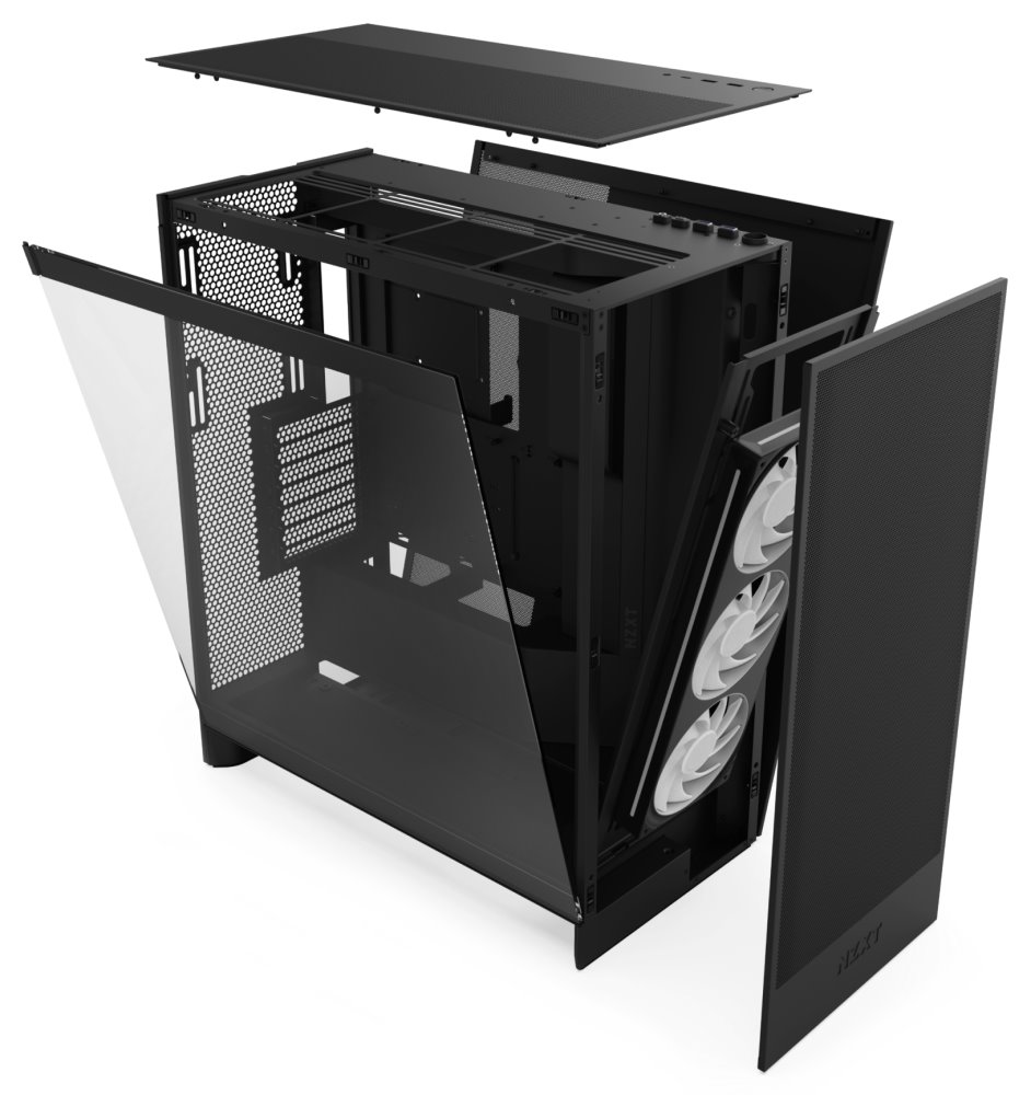 NZXT skříň H7 Flow RGB edition / ATX / 1x360mm RGB core fan/ USB-C / 2x USB / proskl. bočnice / mesh panel / RGB / černá