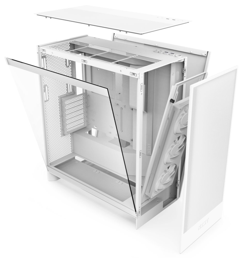 NZXT skříň H7 Flow RGB edition / ATX / 1x360mm RGB core fan/ USB-C / 2x USB / proskl. bočnice / mesh panel / RGB / bílá