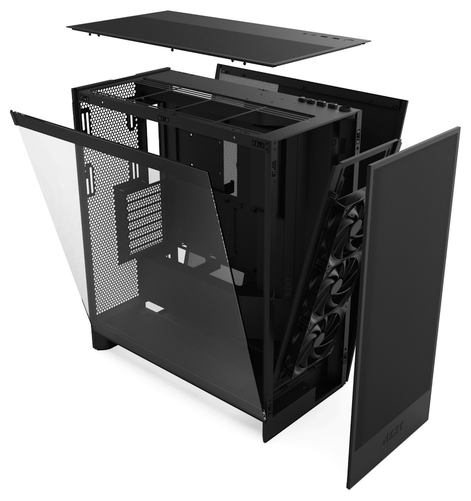 NZXT skříň H7 Flow edition / ATX / 3x 120 mm fan / USB-C / 2x USB / prosklená bočnice / mesh panel / černá