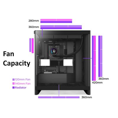 NZXT skříň H7 Flow edition / ATX / 3x 120 mm fan / USB-C / 2x USB / prosklená bočnice / mesh panel / černá